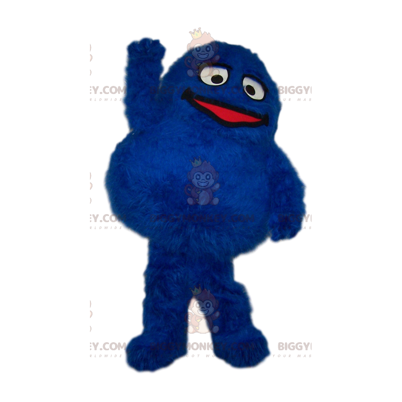 BIGGYMONKEY™ Big Round Hairy Blue Monster Costume da mascotte -