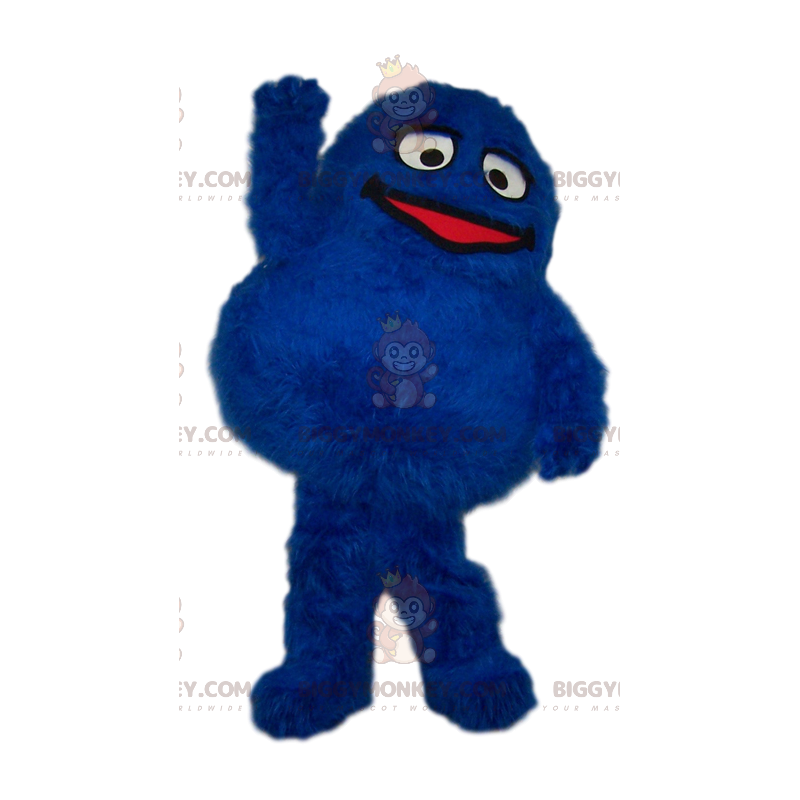 BIGGYMONKEY™ Big Round Hairy Blue Monster Mascot Costume –