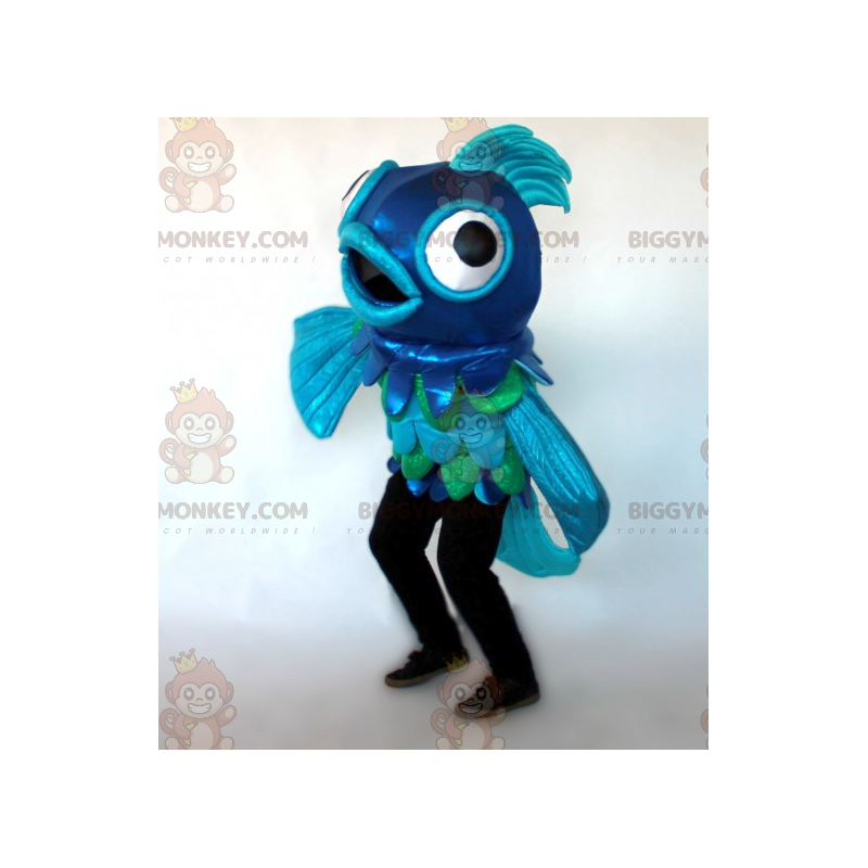 Kostium maskotka olbrzymia niebiesko-zielona ryba BIGGYMONKEY™