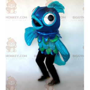 Costume da mascotte pesce gigante blu e verde BIGGYMONKEY™ -