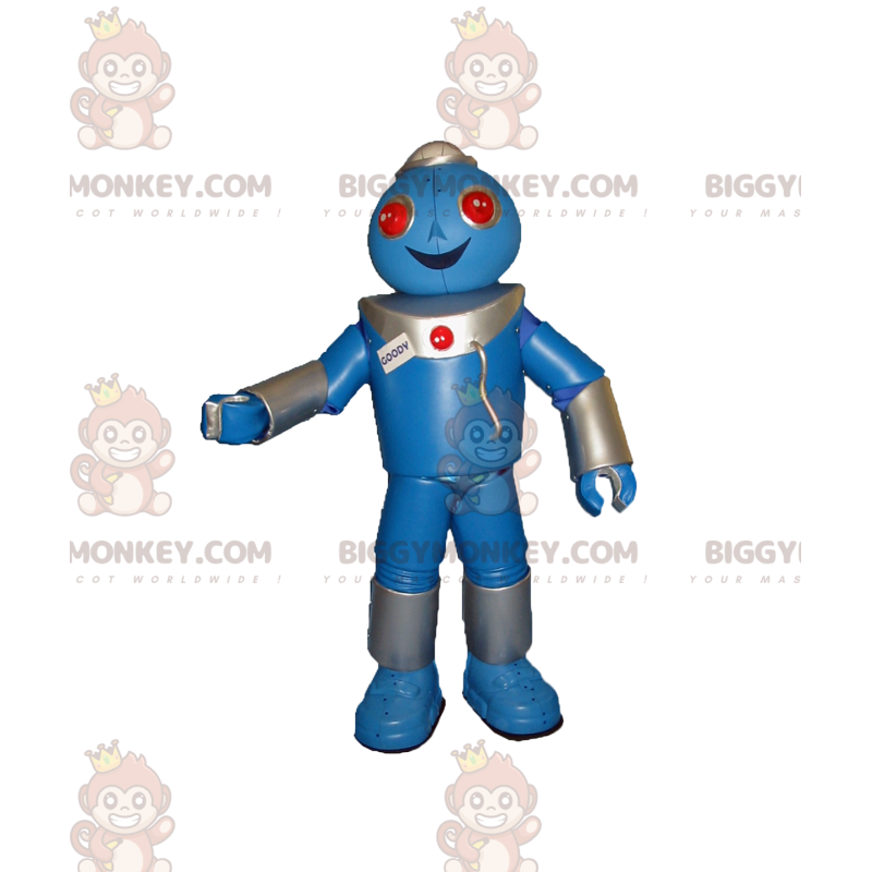 Costume de mascotte BIGGYMONKEY™ de robot bleu très joyeux -