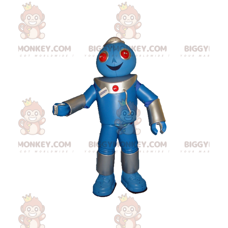 Erittäin iloinen Blue Robot BIGGYMONKEY™ maskottiasu -
