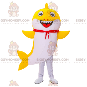BIGGYMONKEY™ Costume da mascotte Squalo giallo e bianco con
