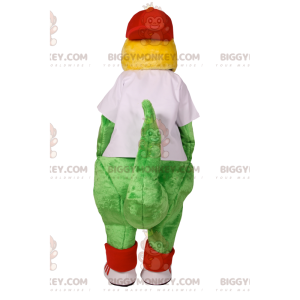 Groene dinosaurus BIGGYMONKEY™ mascottekostuum met witte