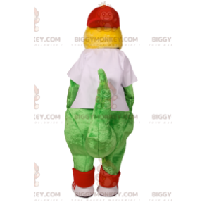 Στολή μασκότ πράσινων δεινοσαύρων BIGGYMONKEY™ με λευκή φανέλα