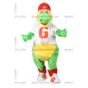 Costume da mascotte BIGGYMONKEY™ da dinosauro verde con maglia