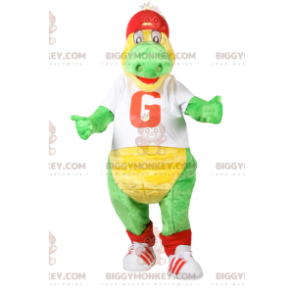 Grøn dinosaur BIGGYMONKEY™ maskotkostume med hvid