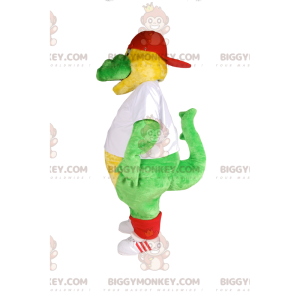 Costume da mascotte BIGGYMONKEY™ da dinosauro verde con maglia