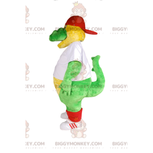 Green Dinosaur BIGGYMONKEY™ Mascot Costume with White Supporter