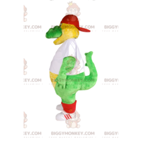 Costume da mascotte BIGGYMONKEY™ da dinosauro verde con maglia
