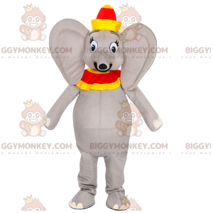 BIGGYMONKEY™ Mascottekostuum grijze olifant met rode en gele