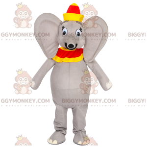 Traje de mascote BIGGYMONKEY™ Elefante cinza com chapéu