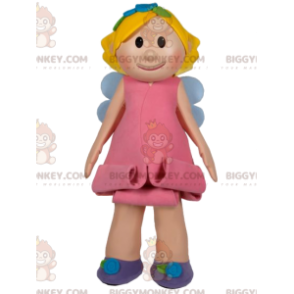 Smiling Little Fairy BIGGYMONKEY™ Mascot Costume With Cute Pink