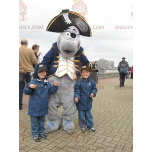 Costume de mascotte BIGGYMONKEY™ de dauphin gris habillé en