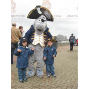 BIGGYMONKEY™ Mascot Costume Gray Dolphin Dressed In Pirate