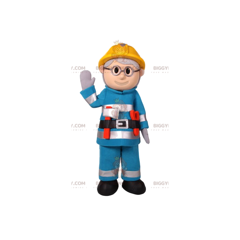Construction Man BIGGYMONKEY™ mascottekostuum in blauwe