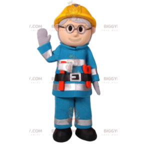 Construction Man BIGGYMONKEY™ Mascot Costume In Blue Workwear –