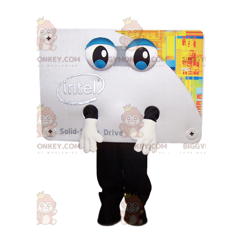 Graue Grafikkarte Big Eyes BIGGYMONKEY™ Maskottchen-Kostüm -