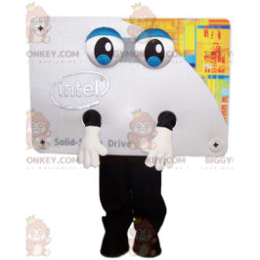 Costume de mascotte BIGGYMONKEY™ de carte graphique grise avec