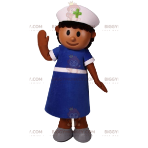 Kostium maskotka pielęgniarka BIGGYMONKEY™ z niebieską bluzą i