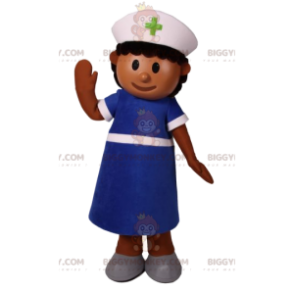 Krankenschwester BIGGYMONKEY™ Maskottchenkostüm mit blauem