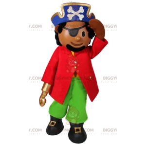 Pirate BIGGYMONKEY™ maskottiasu, jossa komea puku ja hattu -