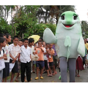 Traje de mascote gigante de peixe verde e branco BIGGYMONKEY™ –