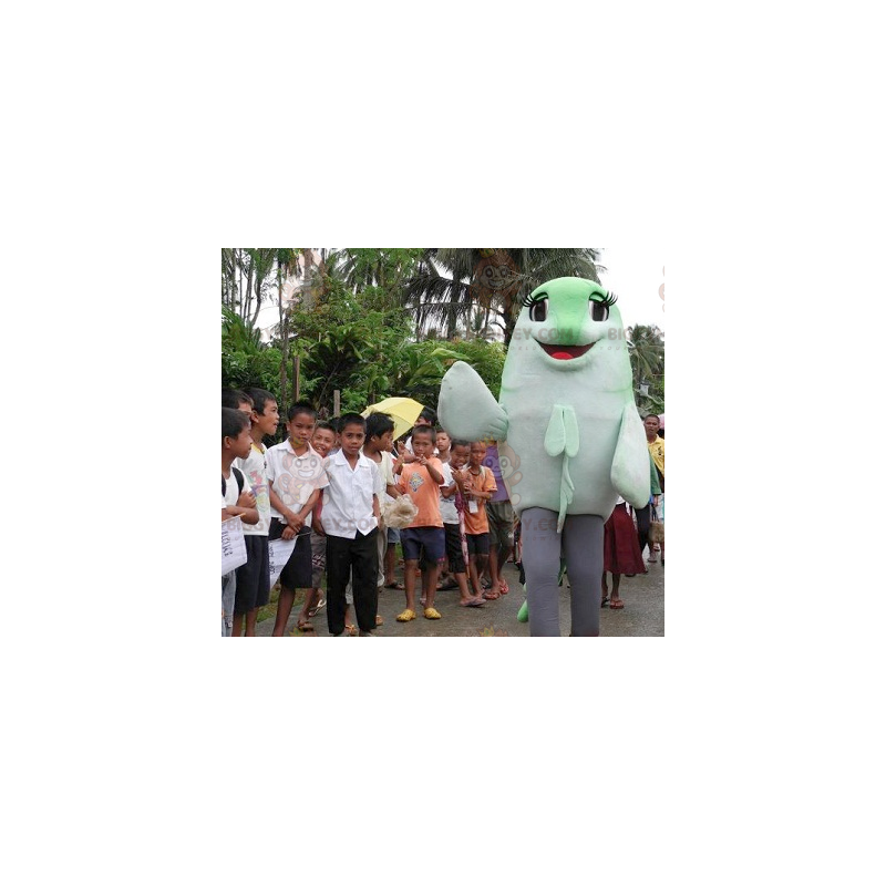 Costume de mascotte BIGGYMONKEY™ de poisson vert et blanc géant