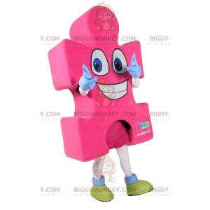 Costume da mascotte BIGGYMONKEY™ Super Happy Pink Puzzle Piece