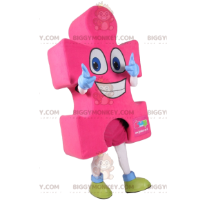 Super Happy Pink Puzzle Piece BIGGYMONKEY™ Mascot Costume –