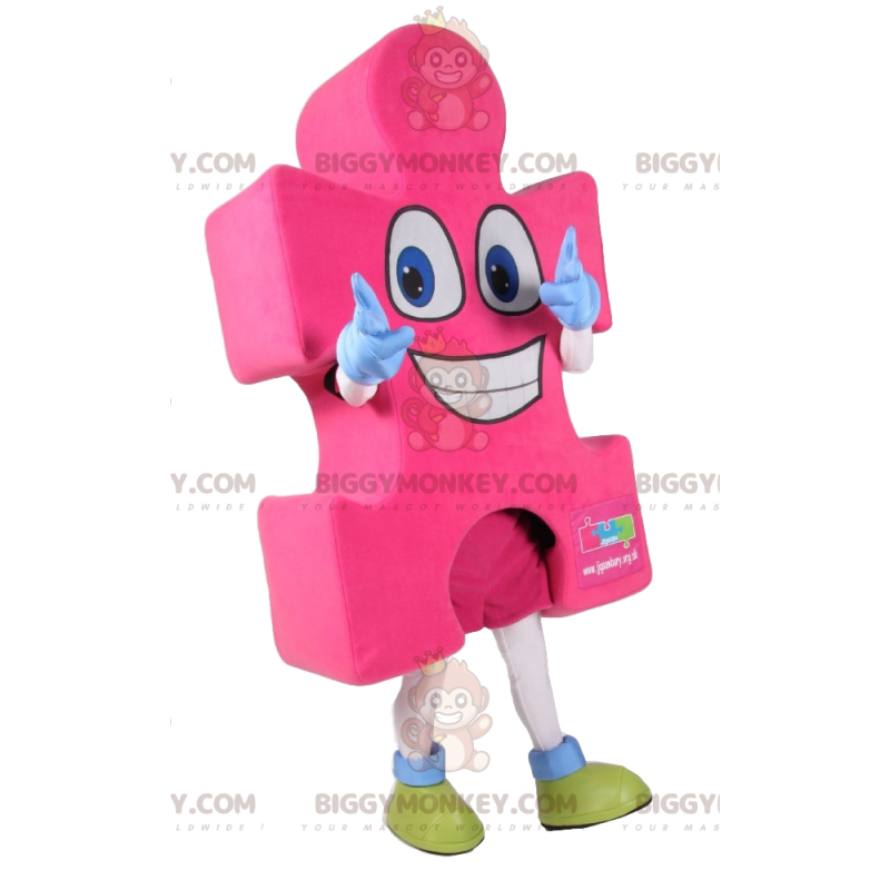 Kostým maskota Super Happy Pink Puzzle BIGGYMONKEY™ –
