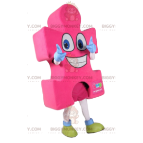 Super Happy Pink Puzzle Piece BIGGYMONKEY™ Mascot Costume –