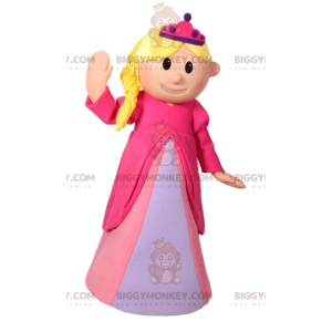 Princess BIGGYMONKEY™ mascot costume with beautiful pink dress