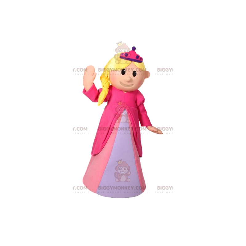Princess BIGGYMONKEY™ mascot costume with beautiful pink dress