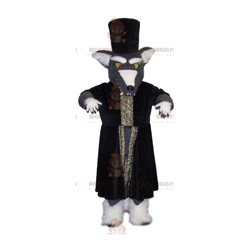 BIGGYMONKEY™ Mascot Costume Gray Wolf with Great Wizard Coat –