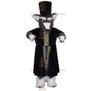 Traje de mascote BIGGYMONKEY™ Lobo Cinzento com Casaco Grande