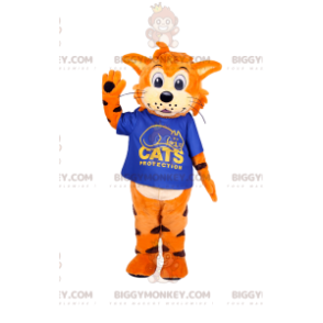 Disfraz de Mascota Gato Amigable BIGGYMONKEY™ con Jersey Azul