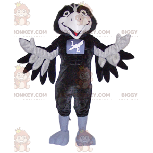 Very Smiling Black and White Crow BIGGYMONKEY™ Mascot Costume –