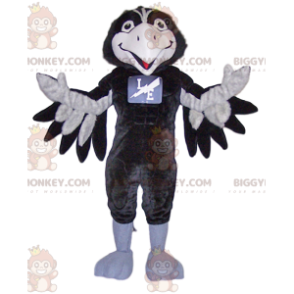 Traje de mascote BIGGYMONKEY™ de corvo preto e branco muito