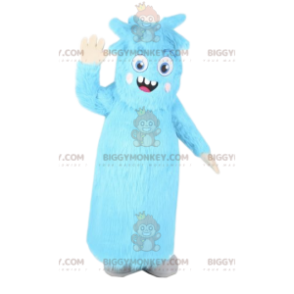 Fato de mascote BIGGYMONKEY™ de monstrinho azul com um penteado