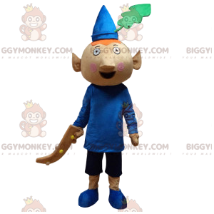 Kleine kabouter BIGGYMONKEY™ mascottekostuum met blauwe puntige