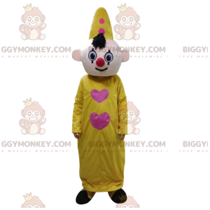 Clown BIGGYMONKEY™ maskotdräkt med gul kostym och hatt -
