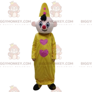 Clown BIGGYMONKEY™ Mascot Costume with Yellow Suit and Hat –
