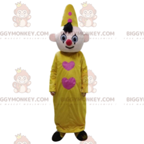 Traje de mascote de palhaço BIGGYMONKEY™ com terno amarelo e