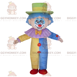 Mycket söt clown BIGGYMONKEY™ maskotdräkt med pastelldräkt -