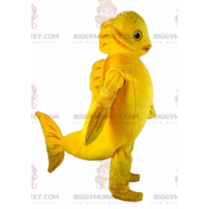 Fantasia de mascote de peixe amarelo gigante engraçado