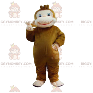 Bruine aap BIGGYMONKEY™ mascottekostuum met grote glimlach -