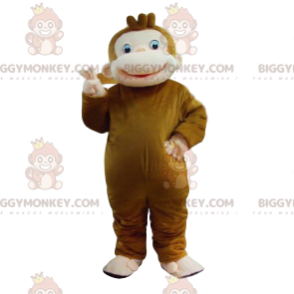 Brun abe BIGGYMONKEY™ maskotkostume med stort smil -