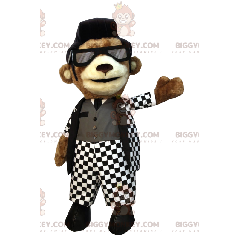 BIGGYMONKEY™ Mascot Costume Brown Bear, Rock 'n' Roll Dancer -