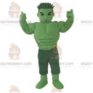 Traje de mascote BIGGYMONKEY™ de guerreiro de mangá verde.